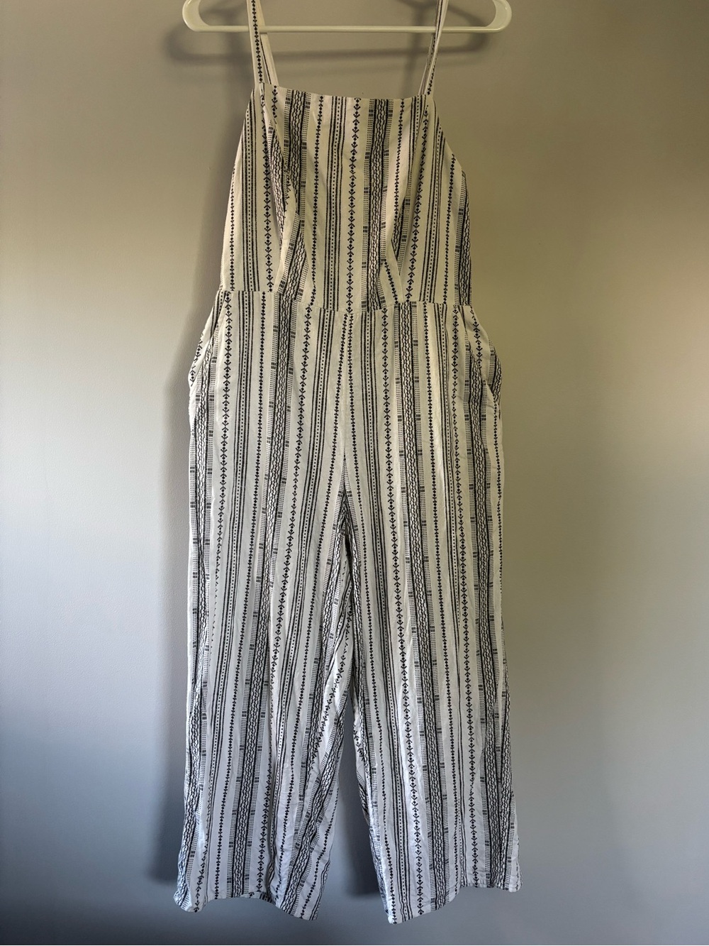 Old Navy Striped White & Black Wide-Leg Jumpsuit